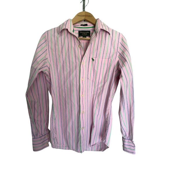 Abercrombie & Fitch VTG Men's Small Pink Striped Button Down Preppy Academia - Picture 1 of 5